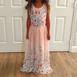 A pink flowered dress